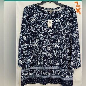 Style & Co. Long Sleeve Tee in Navy Blue